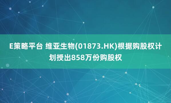 E策略平台 维亚生物(01873.HK)根据购股权计划授出858万份购股权