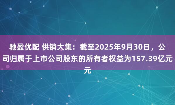 驰盈优配 供销大集：截至2025年9月30日，公司归属于上市公司股东的所有者权益为157.39亿元